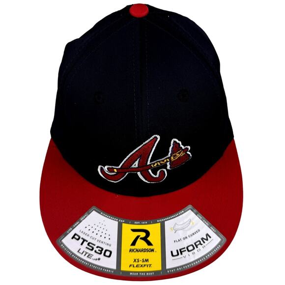 Men's Richardson Atlanta Braves Baseball Cap Laser-Cut Vented Back Panels XS-SM - Picture 1 of 7